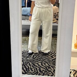 Elegant Cream Wide-Leg Women's Pants